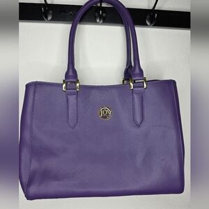 Joy Mangano E*Lite Leather Satchel Purple Handbag
